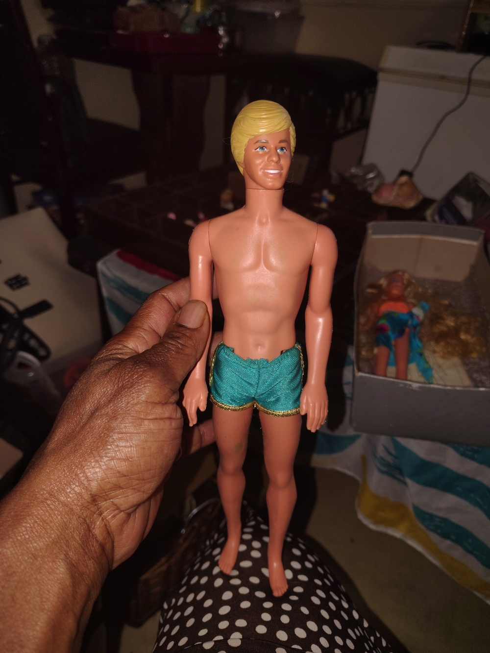 ☀️ 1983 Sun Gold Malibu Ken Doll
🩳 Original Turquoise Gold Trim Pride SwimTrunk